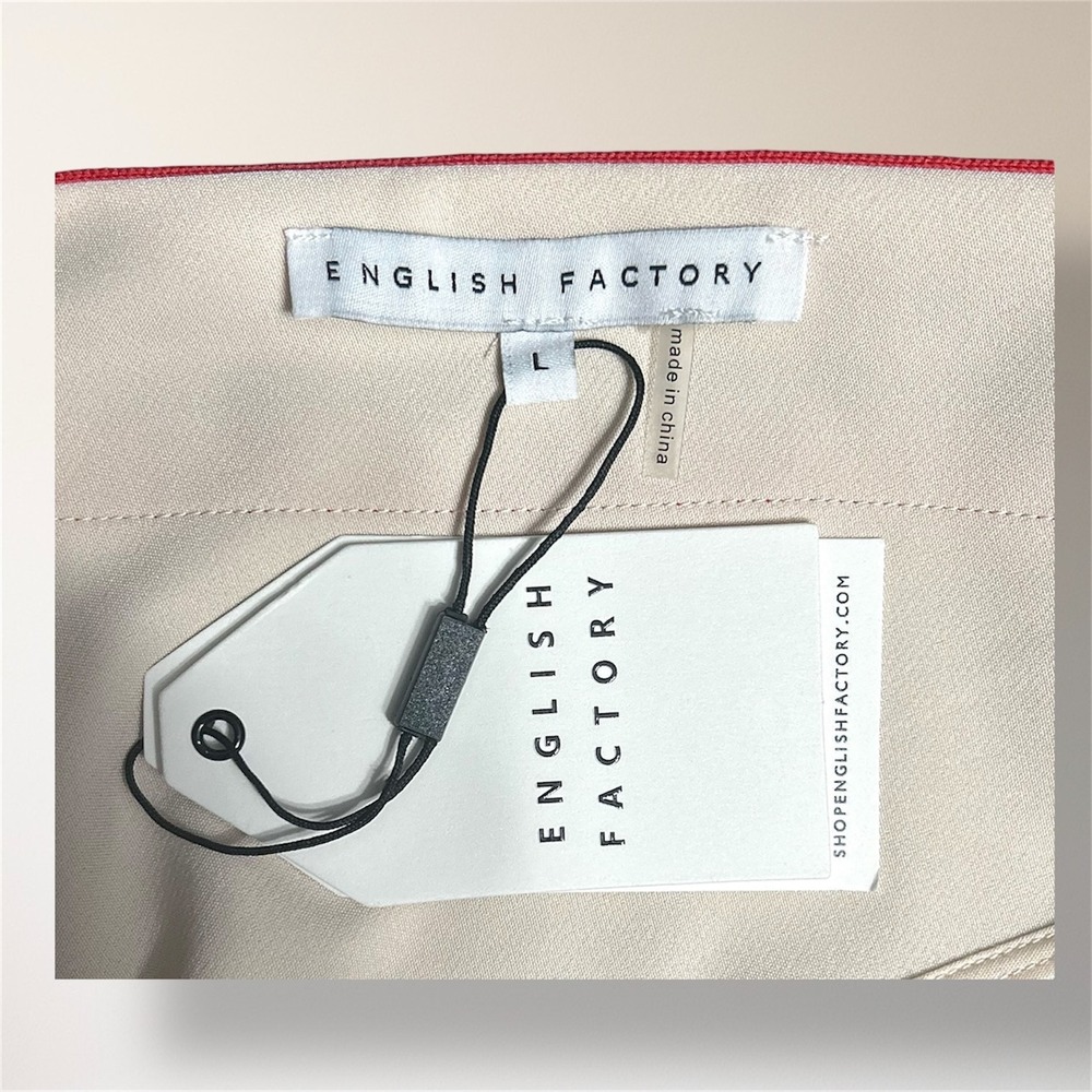 NWT English Factory Anthropologie L Beige Sleeveless Dress Varsity Stripe Retro - Picture 6 of 8